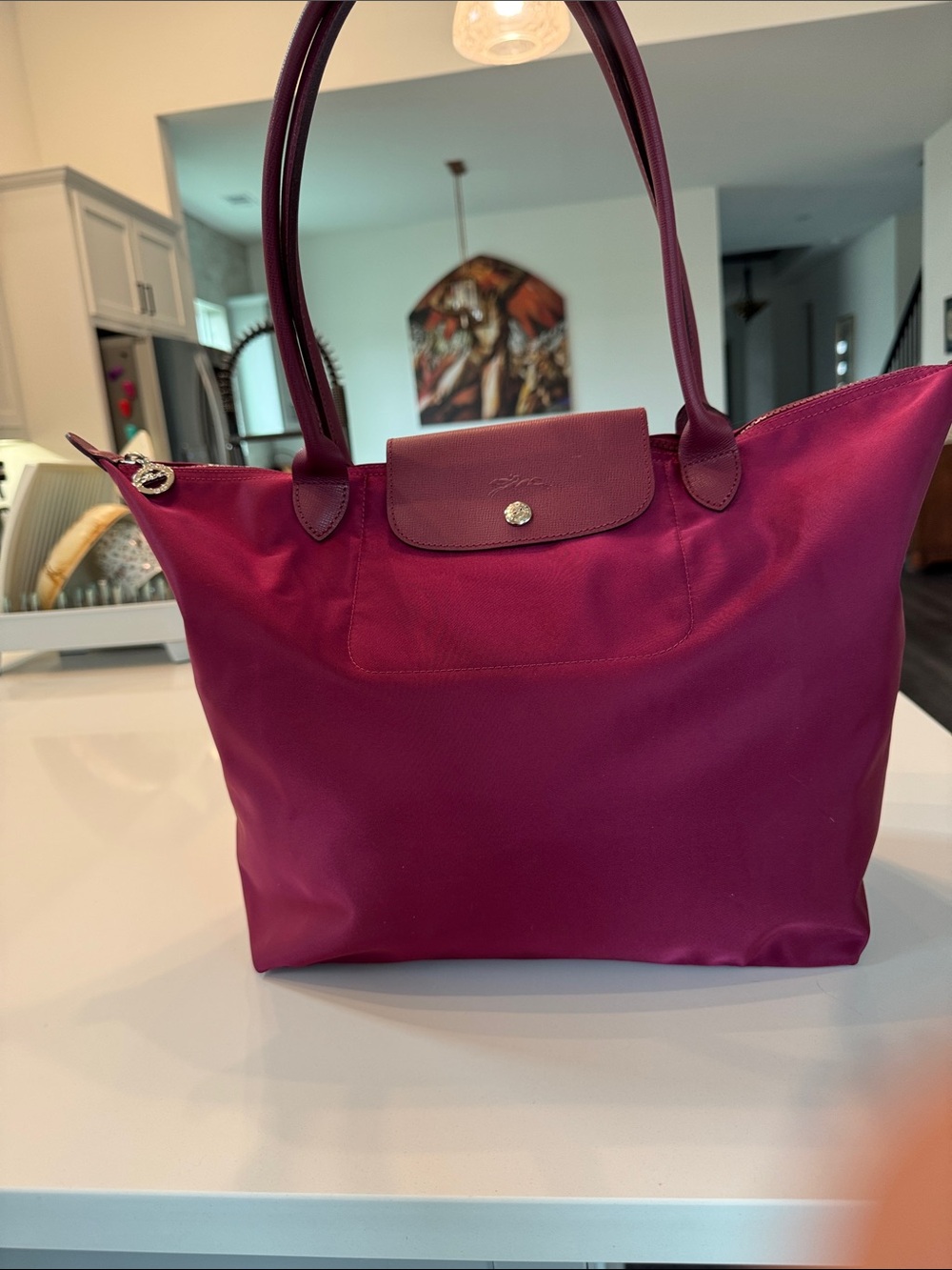 Longchamp Le Pliage NEO in Raspberry color. (Discontinued model)